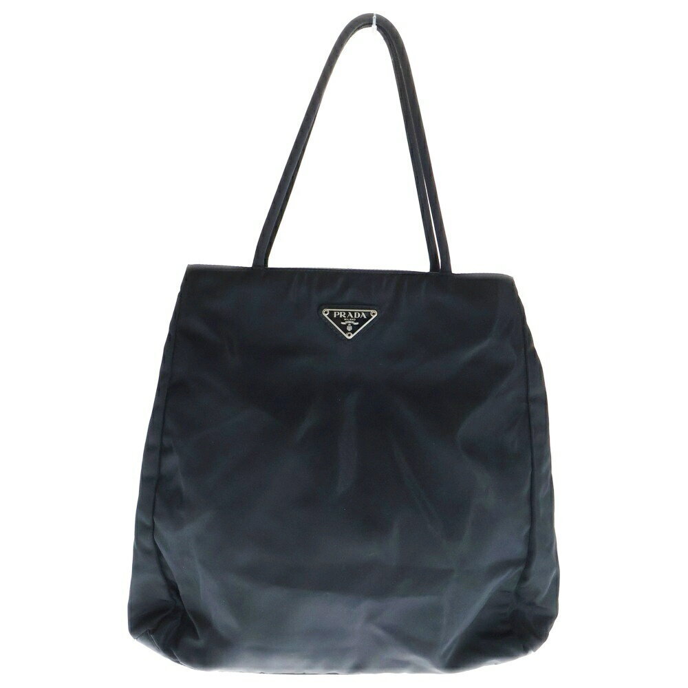 Prada Triangle Tessuto Logo Black Nylon Handbag - Picture 2 of 6